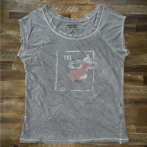 Rachel Roy womens vintage dark gray Miami Heat scoop neck t shirt WHITE HOT